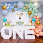 Hot Air Balloon Theme Pastle  With One Letter Table