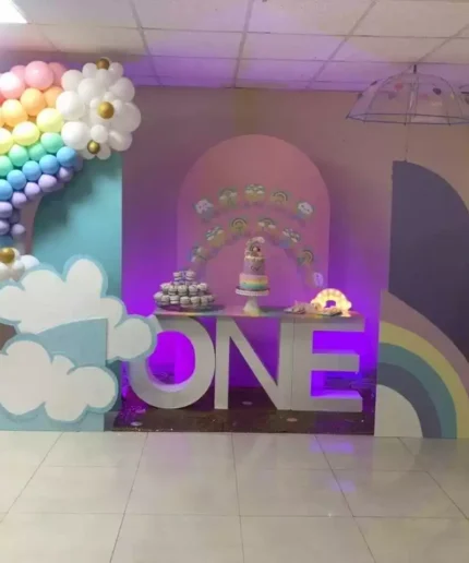 Rainbow color Theme Decor with One Letter Table