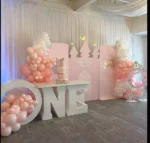 Pastle Pink Princess Castle With One Letter Table