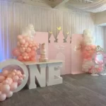 Pastle Pink Princess Castle With One Letter Table