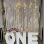Sparkling White Lillie's with One Letter Table